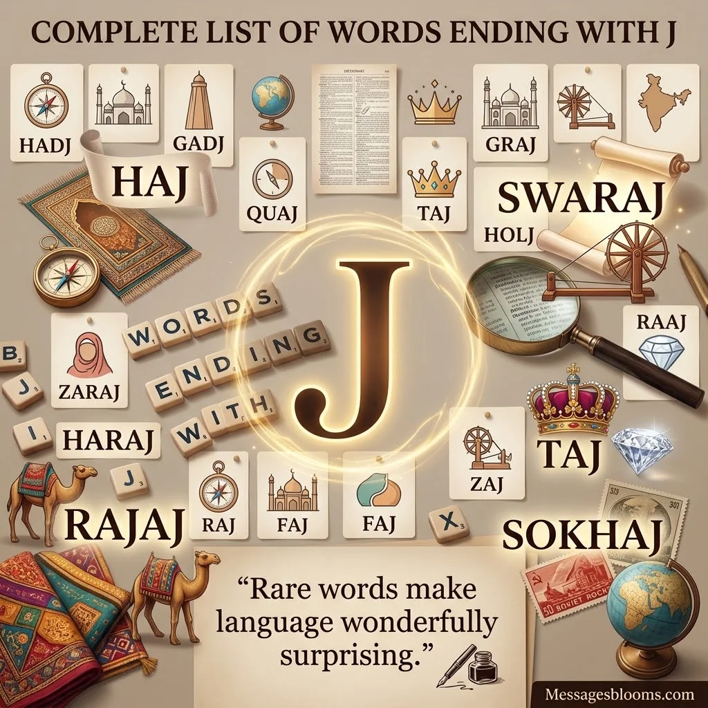 Complete List of Words Ending With J (By Word Length)