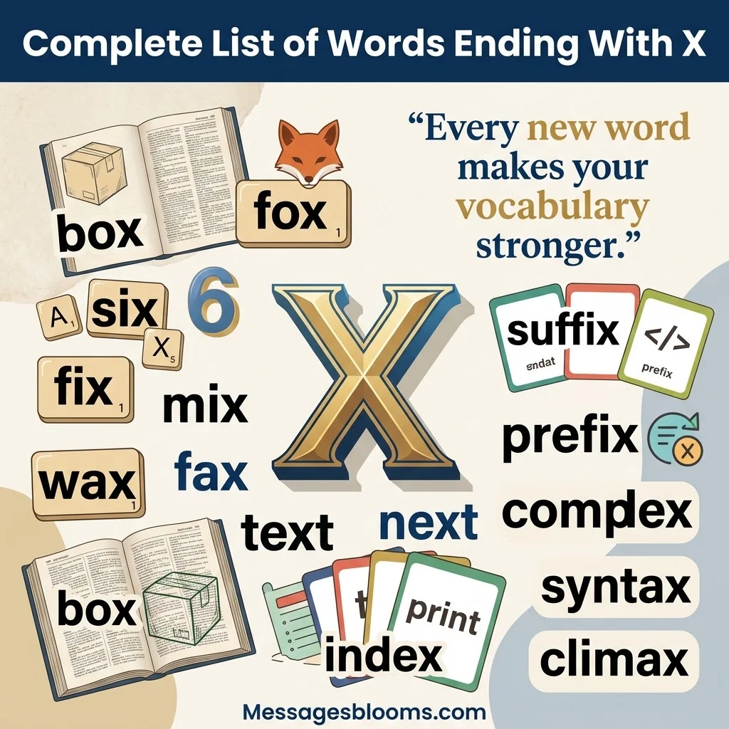 Complete List of Words Ending With X