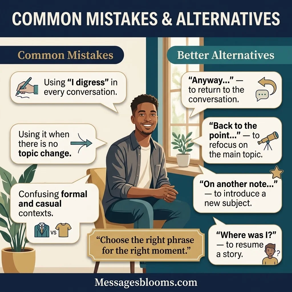Common Mistakes and Alternatives to "I Digress"