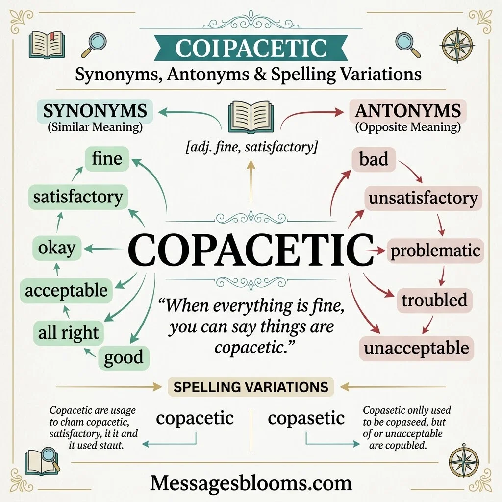 Copacetic Synonyms, Antonyms & Spelling Variations
