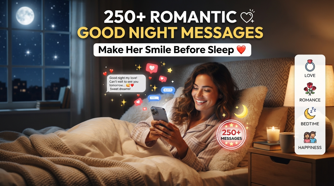 250+ Romantic Good Night Messages for Her to Make Her Smile Before Sleep