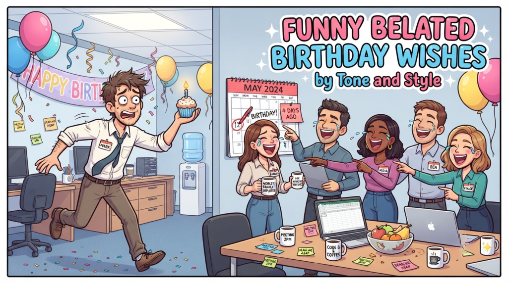 Funny Belated Birthday Wishes by Tone and Style