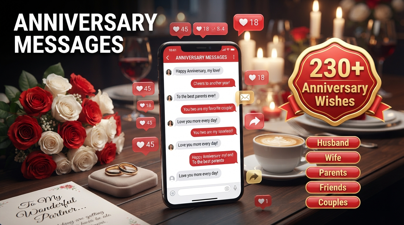 Romantic, Sweet, Funny, and Short Anniversary Wishes - Edited