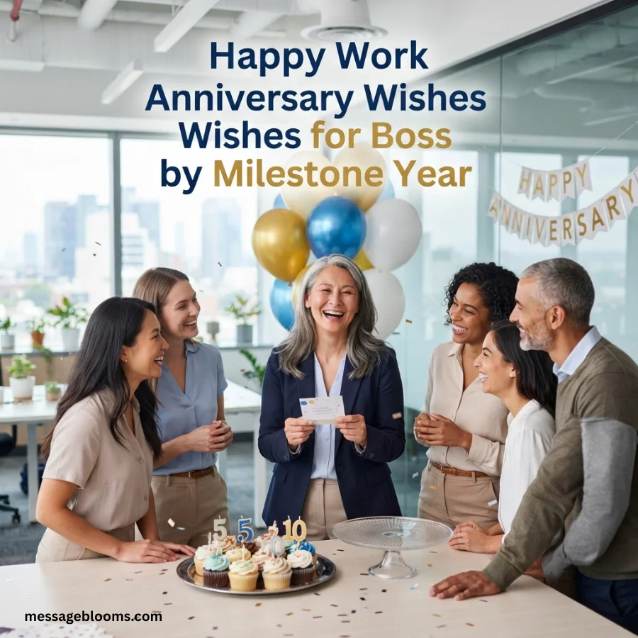 Happy Work Anniversary Wishes for Boss by Milestone Year