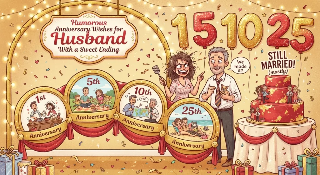 Humorous Anniversary Wishes for Husband With a Sweet Ending