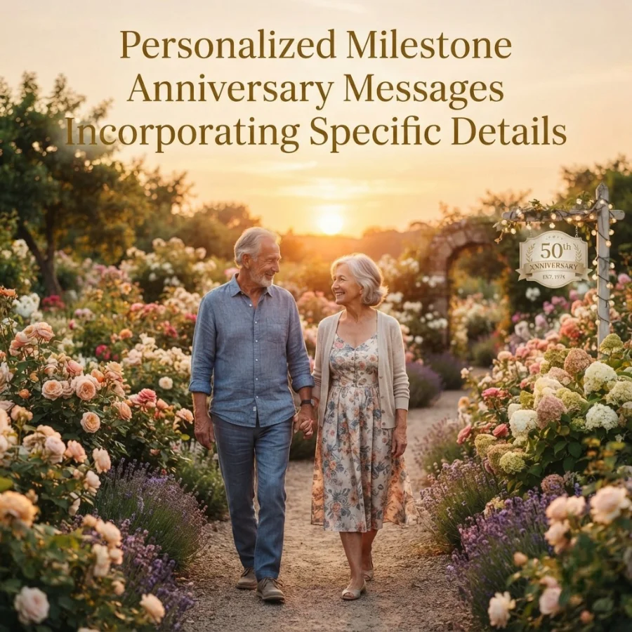 Personalized Milestone Anniversary Messages Incorporating Specific Details 