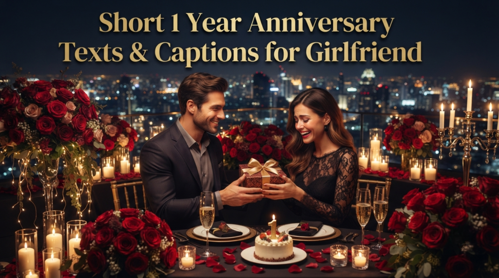 Short 1 Year Anniversary Texts & Captions for Girlfriend