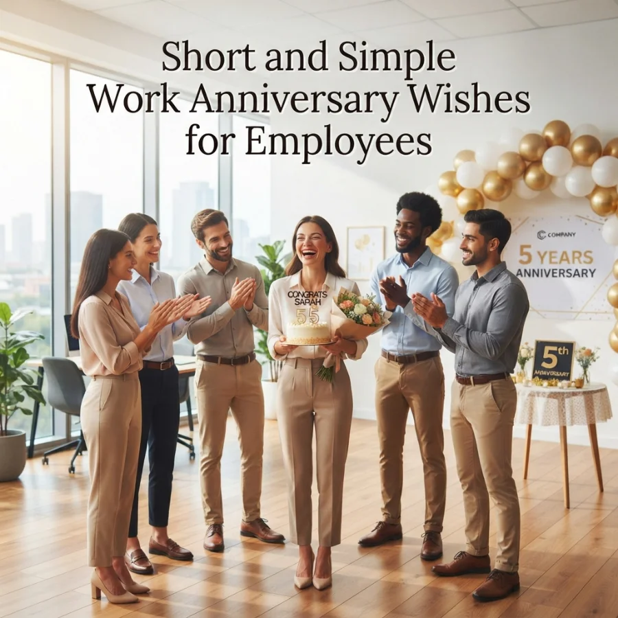 Short and Simple Work Anniversary Wishes for Employees