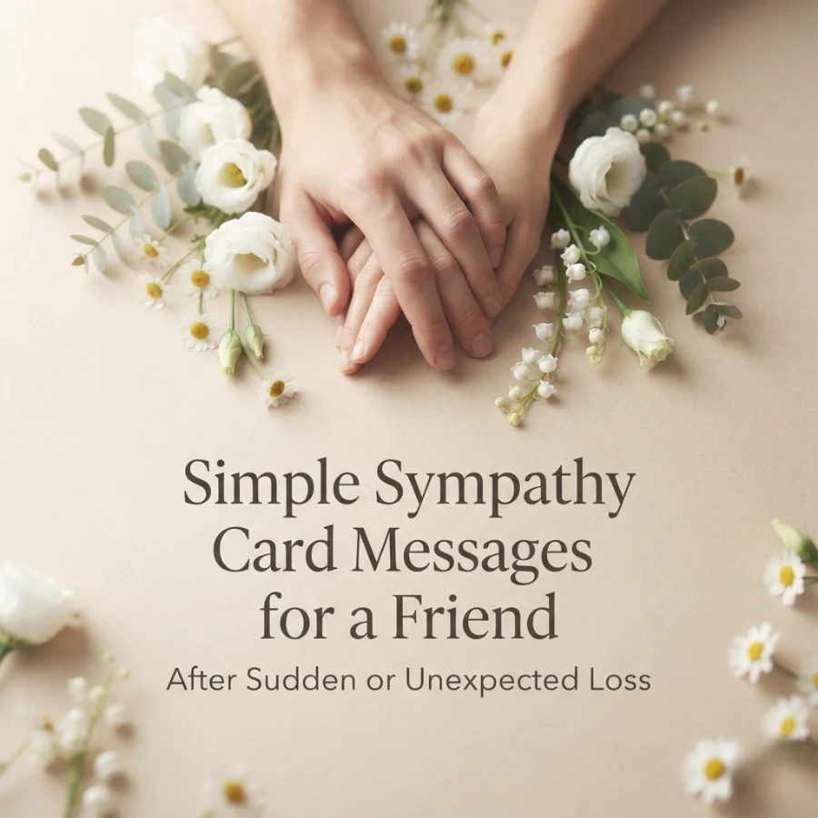 Simple Sympathy Card Messages for a Friend After Sudden or Unexpected Loss