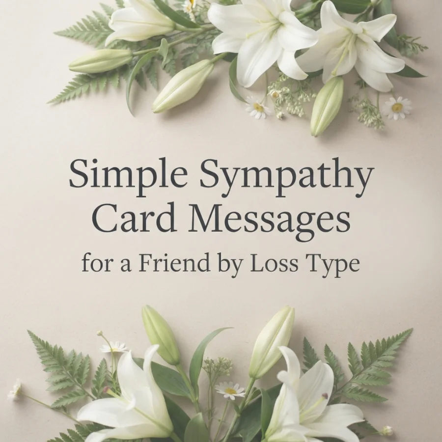 Simple Sympathy Card Messages for a Friend by Loss Type