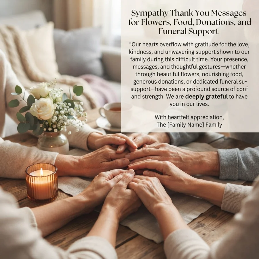 Sympathy Thank You Messages for Flowers, Food, Donations, and Funeral Support