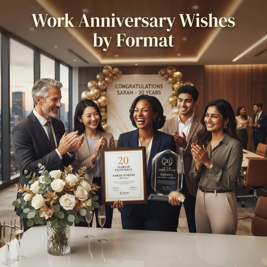 Work Anniversary Wishes by Format