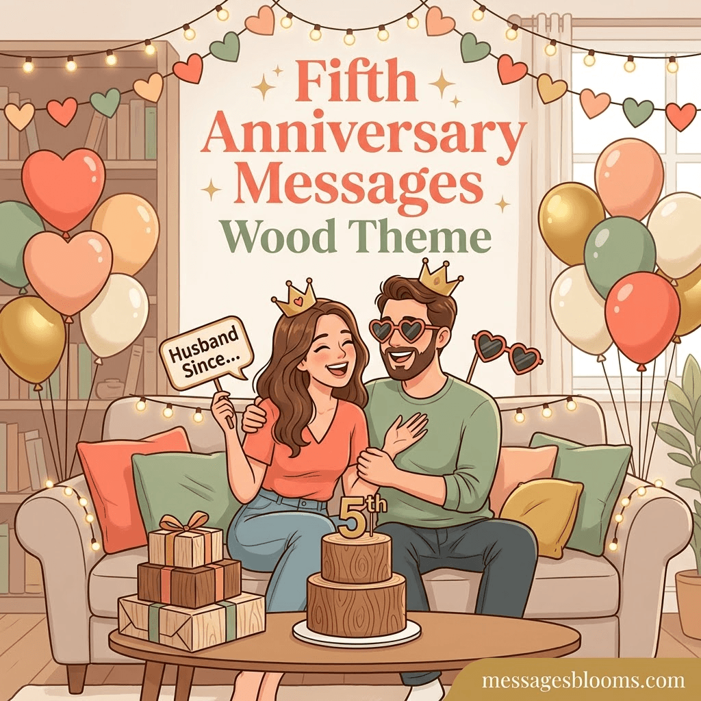 Fifth Anniversary Messages Wood Theme