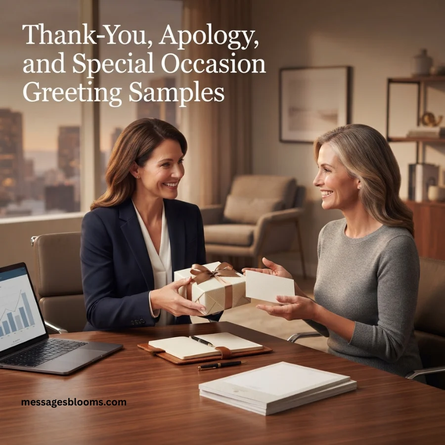 Thank-You, Apology, and Special Occasion Greeting Samples